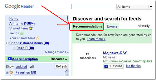 Google Reader Dicover