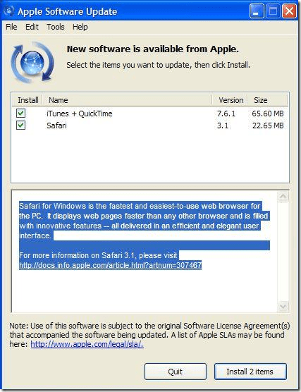 Safari-iTunes-update